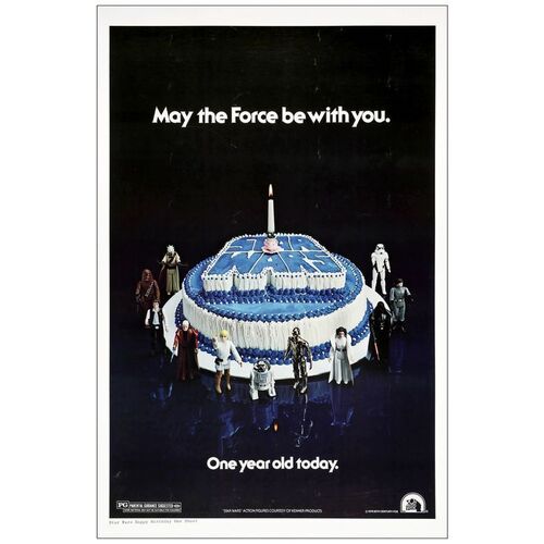 Lot # 113: STAR WARS: EPISODE IV - A NEW HOPE - One-Sheet (27" x 41"); First Anniversary Birthday Cake Style; Very Fine Rolled