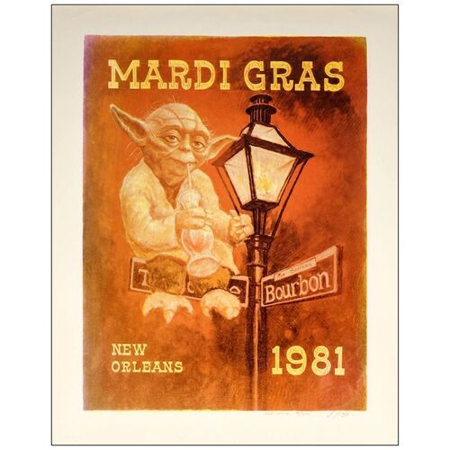 Lot # 115: YODA-MARDI GRAS - Special Yoda Poster (21.75" x 28"); Red Issue; Very Fine- Rolled