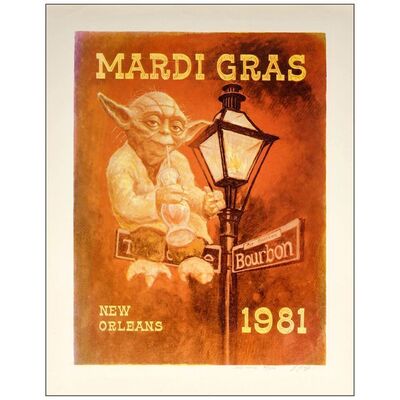 Lot # 115: YODA-MARDI GRAS - Special Yoda Poster (21.75" x 28"); Red Issue; Very Fine- Rolled