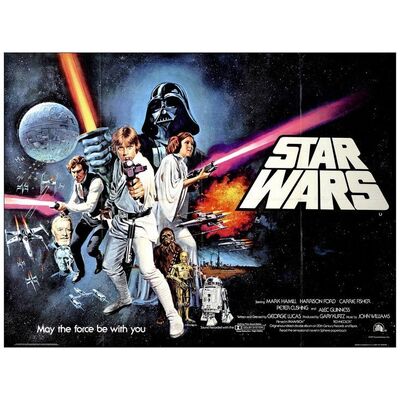 Lot # 117: STAR WARS: EPISODE IV - A NEW HOPE - British Quad (30" x 40"); Pre-Academy Award Style; Very Fine+ Folded