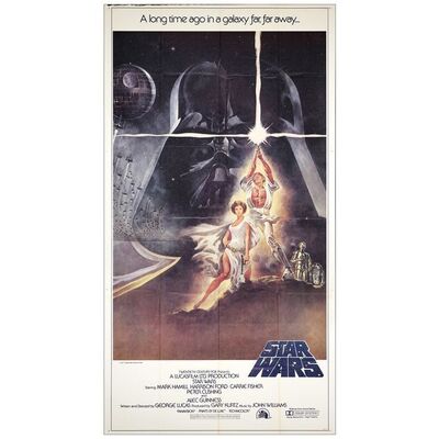 Lot # 118: STAR WARS: EPISODE IV - A NEW HOPE - Three Sheet (41" x 77"); Very Fine Folded