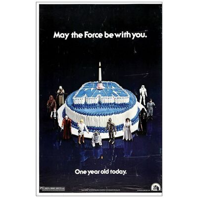 Lot # 121: STAR WARS: EPISODE IV - A NEW HOPE - Test One-Sheet (24.75" x 38"); Trimmed Printer's Proof, Birthday Cake Style; Fine- Rolled