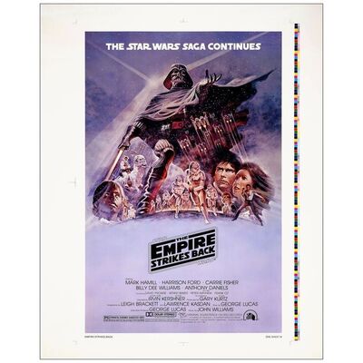Lot # 132: STAR WARS: EPISODE V - THE EMPIRE STRIKES BACK - One-Sheet (36.5" x 46"); Purple Variant Style B, Printer's Proof; Very Fine+ on Linen