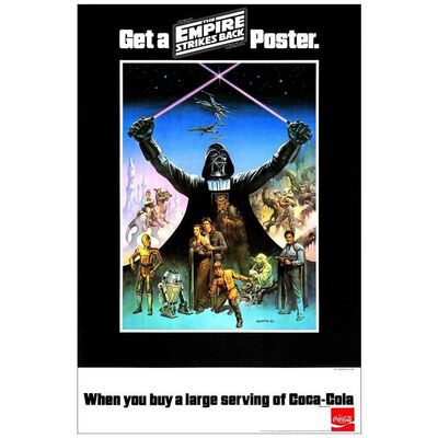 Lot # 138: STAR WARS: EPISODE V - THE EMPIRE STRIKES BACK - One-Sheet (27" x 41"); Coca-Cola Promotional; Very Fine- on Linen