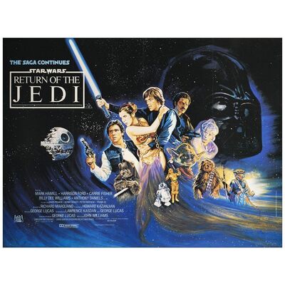 Lot # 146: STAR WARS: EPISODE VI - RETURN OF THE JEDI - British Quad (30" x 40"); Very Fine+ on Linen