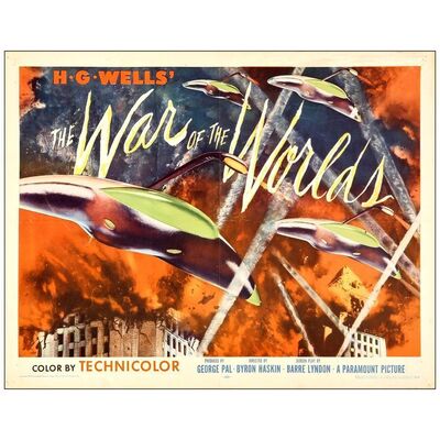 Lot # 153: WAR OF THE WORLDS - Half Sheet (22" x 28"); Style B; Very Fine- Folded
