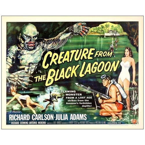 Lot # 158: CREATURE FROM THE BLACK LAGOON - Half Sheet (22" x 28"); Style B; Very Fine+ Folded