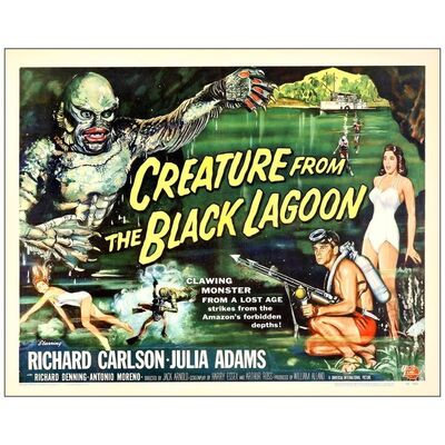 Lot # 158: CREATURE FROM THE BLACK LAGOON - Half Sheet (22" x 28"); Style B; Very Fine+ Folded