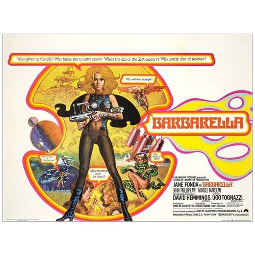 Lot # 161: BARBARELLA - British Quad (30" x 40"); Very Fine+ on Linen, Full-Bleed