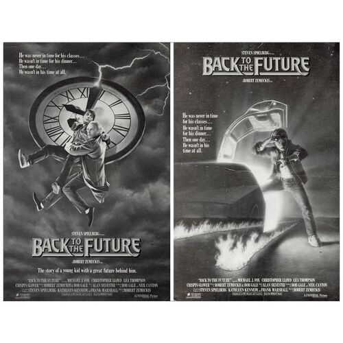 Lot # 170: BACK TO THE FUTURE - Mini Poster Concept Art (2) (8.75" x 13.5) Personal Letter Autographed by Jeff Tucker; Very Fine- on Card Stock