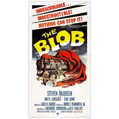 Lot # 174: THE BLOB - Three Sheet (41.5" x 80"); Very Fine on Linen