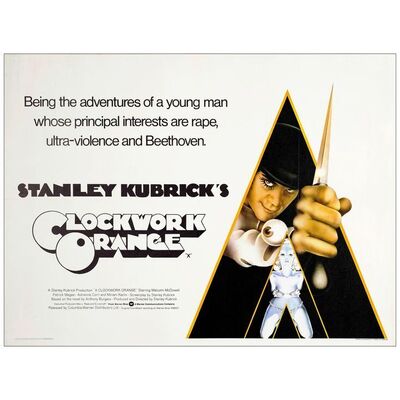 Lot # 175: CLOCKWORK ORANGE, A - British Quad (30" x 40"); X Rated; Very Fine+ on Linen