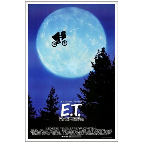 Lot # 183: E.T. THE EXTRA-TERRESTRIAL - One-Sheet (26.75 x 40.5"); Bicycle Style; Very Fine+ Rolled