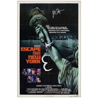 Lot # 185: ESCAPE FROM NEW YORK - One-Sheet (27" x 41") Autographed by John Carpenter; Advance; Near Mint Folded