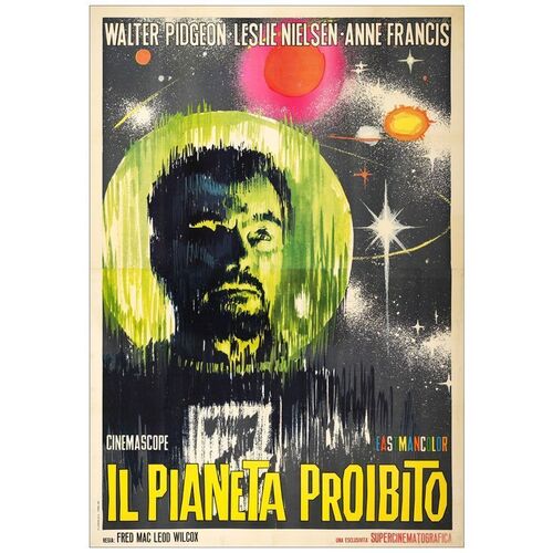 Lot # 187: FORBIDDEN PLANET - Italian 4-Fogli (53" x 76"); Very Fine on Linen