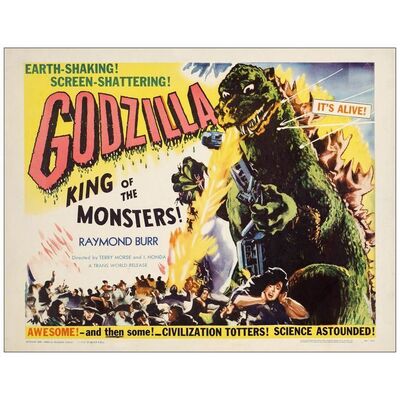 Lot # 188: GODZILLA - Half Sheet (22" x 28"); Style B; Very Fine- on Linen