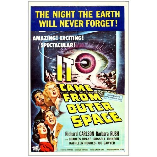 Lot # 192: IT CAME FROM OUTER SPACE - One-Sheet (27" x 41"); 3-D Style; Very Fine- Folded, with 2-D Snipe