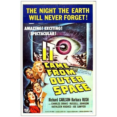 Lot # 192: IT CAME FROM OUTER SPACE - One-Sheet (27" x 41"); 3-D Style; Very Fine- Folded, with 2-D Snipe