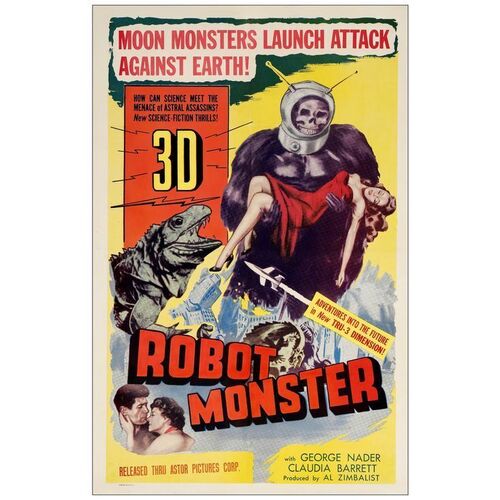 Lot # 205: ROBOT MONSTER - One-Sheet (27" x 41"); 3-D Style; Very Fine- on Linen