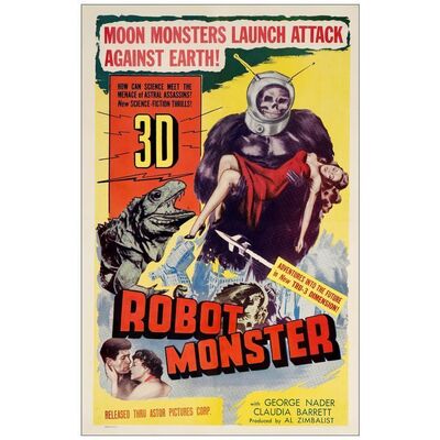 Lot # 205: ROBOT MONSTER - One-Sheet (27" x 41"); 3-D Style; Very Fine- on Linen