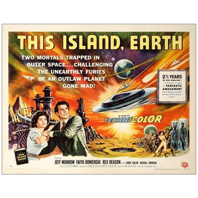 Lot # 213: THIS ISLAND EARTH - Half Sheet (22" x 28"); Style B; Very Fine+ on Paper
