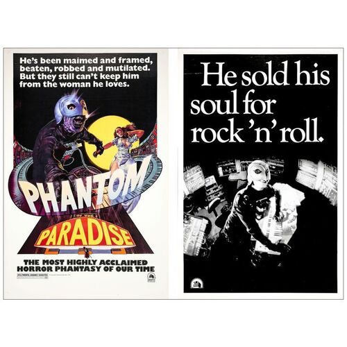 Lot # 237: PHANTOM OF THE PARADISE - One-Sheets (2) (27" x 41"); Wilding Style; Style C, Studio Exec One-Sheet; Very Fine Rolled