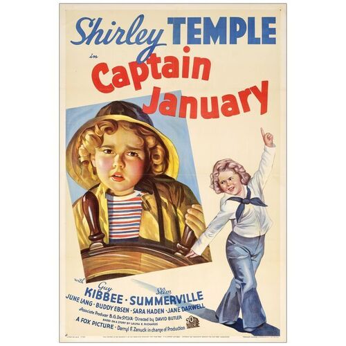 Lot # 241: CAPTAIN JANUARY - One-Sheet (27" x 41"); Style A, Stone Litho; Very Fine- on Linen