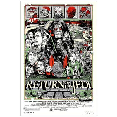 Lot # 257: STAR WARS: EPISODE VI - RETURN OF THE JEDI - Hand Signed and Numbered Limited Edition Artist's Proof Screen Print (24" x 36"); Mint Rolled