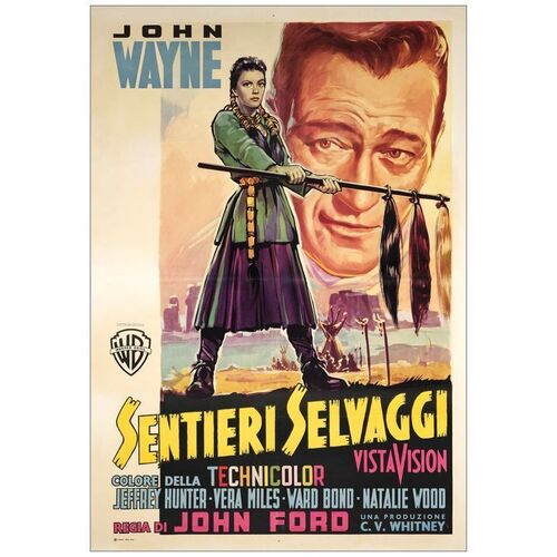Lot # 271: THE SEARCHERS - Italian 2-Fogli (39.5" x 55"); Very Fine on Linen