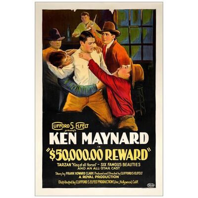 Lot # 274: $50,000 REWARD - One-Sheet (27" x 41"); Stone Litho; Very Fine- on Linen