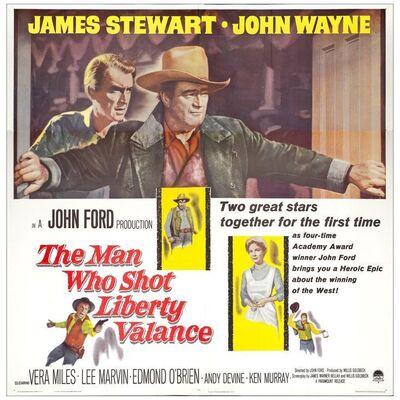 Lot # 288: THE MAN WHO SHOT LIBERTY VALANCE - Six Sheet (80" x 79"); Very Fine+ Folded