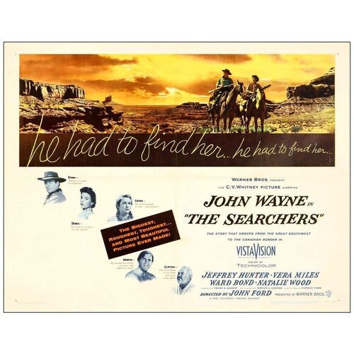 Lot # 296: THE SEARCHERS - Half Sheet (22" x 28"); Very Fine on Paper