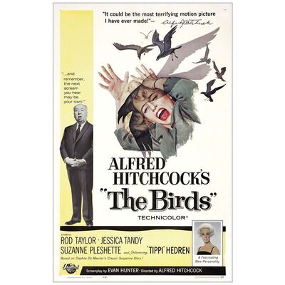 Lot # 308: THE BIRDS - One-Sheet (27" x 41"); Very Fine on Linen