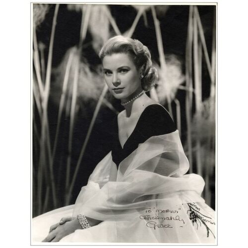Lot # 320: REAR WINDOW - Silver Gelatin Double Weight Vintage Photo (11" x 14") Autographed by Grace Kelly; Very Fine+
