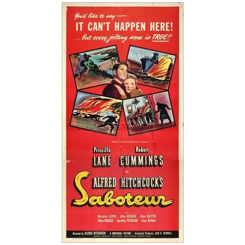 Lot # 326: SABOTEUR - Three Sheet (41" x 79"); Style B; Very Good Folded