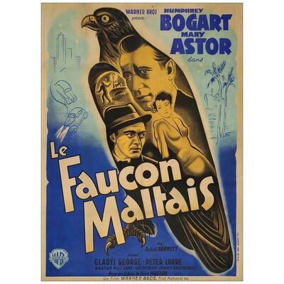 Lot # 331: MALTESE FALCON,THE - First Post-War Release French Grande (45" x 61"); Fine- on Linen