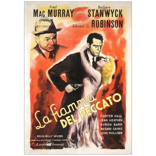Lot # 333: DOUBLE INDEMNITY - First Post-War Release Italian 2-Fogli (39" x 54.5"); Very Fine- on Linen
