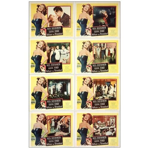 Lot # 337: AFFAIR IN TRINIDAD - Lobby Card Set (8) (11" x 14"); Very Fine+