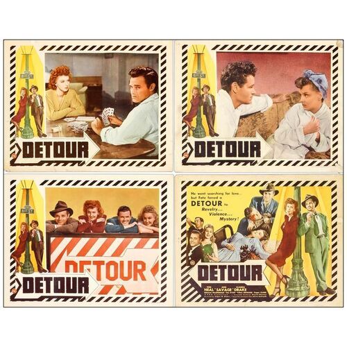 Lot # 342: DETOUR - Title Lobby Card & Lobby Cards (3) (11" x 14"); Fine-