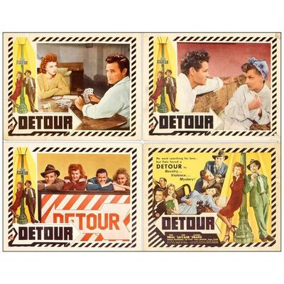 Lot # 342: DETOUR - Title Lobby Card & Lobby Cards (3) (11" x 14"); Fine-