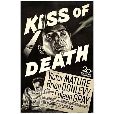 Lot # 348: KISS OF DEATH - One-Sheet (26" x 40"); Very Fine- on Linen, Full-Bleed