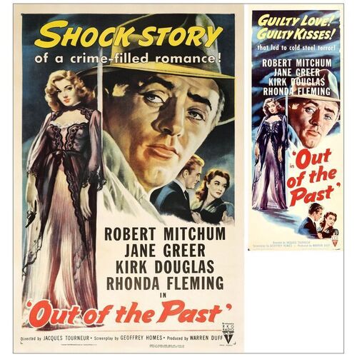 Lot # 357: OUT OF THE PAST - One-Sheet & Insert (27" x 41" & 14" x 36"); Very Fine- on Linen & Folded