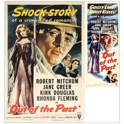 Lot # 357: OUT OF THE PAST - One-Sheet & Insert (27" x 41" & 14" x 36"); Very Fine- on Linen & Folded