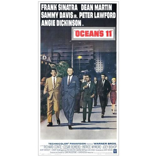 Lot # 366: OCEAN'S ELEVEN - Three Sheet (41" x 81"); Very Fine on Linen