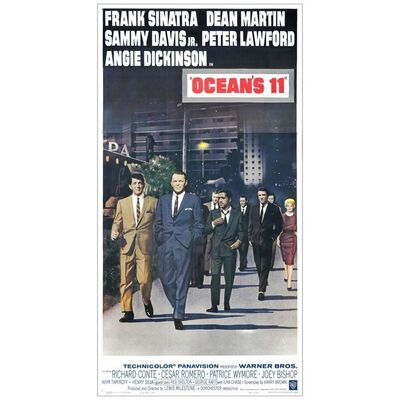 Lot # 366: OCEAN'S ELEVEN - Three Sheet (41" x 81"); Very Fine on Linen