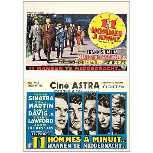 Lot # 387: OCEAN'S ELEVEN - Belgians (2) (22" x 15"); Very Fine- on Linen
