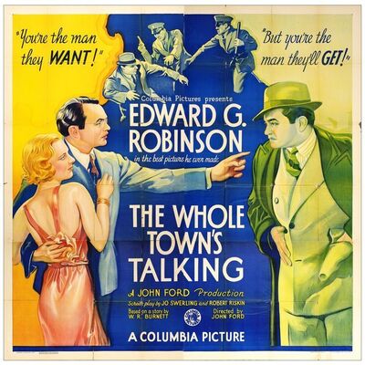 Lot # 394: THE WHOLE TOWN'S TALKING - Six Sheet (80" x 79.5"); Fine+ Folded