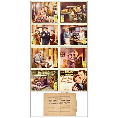 Lot # 395: YOU ONLY LIVE ONCE - Lobby Card Set (8) (11" x 14"); Very Fine-