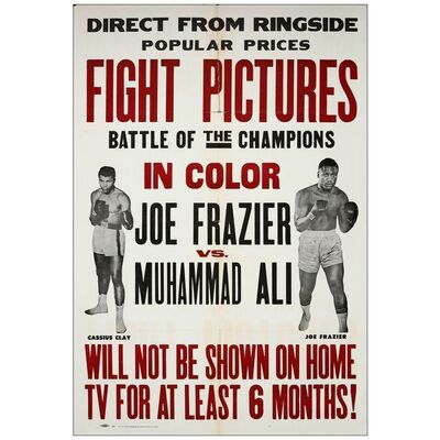 Lot # 398: FRAZIER VS. ALI FIGHT - One-Sheet (28" x 41"); White Style; Fine+ Folded
