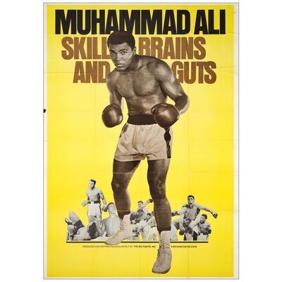 Lot # 400: LEGENDS OF THE RING: MUHAMMAD ALI-SKILL, BRAINS AND GUTS - 40" X 60"; Very Fine- Folded